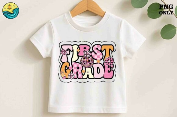 First Grade PNG Groovy Back to School: A Playful Design for Classroom Celebrations
