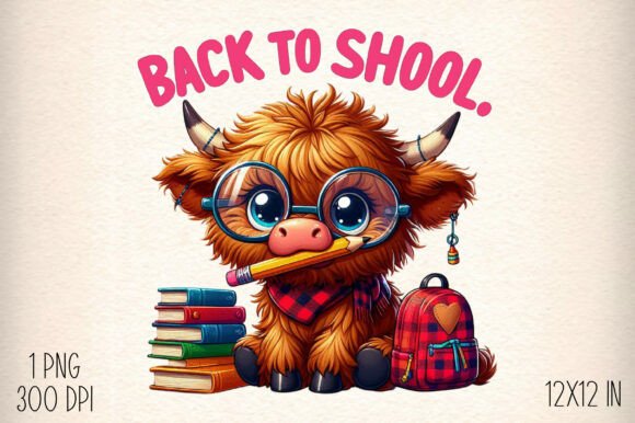 Highland Cow Back to School PNG: A Digital Asset for Creative Projects