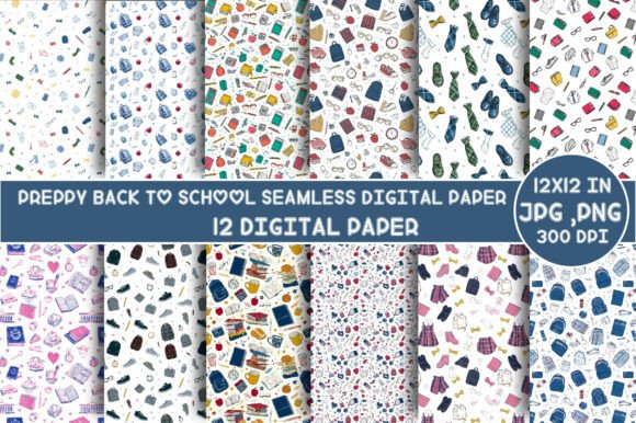 Preppy Back to School Seamless Digital: A Versatile Design Asset for Creative Projects